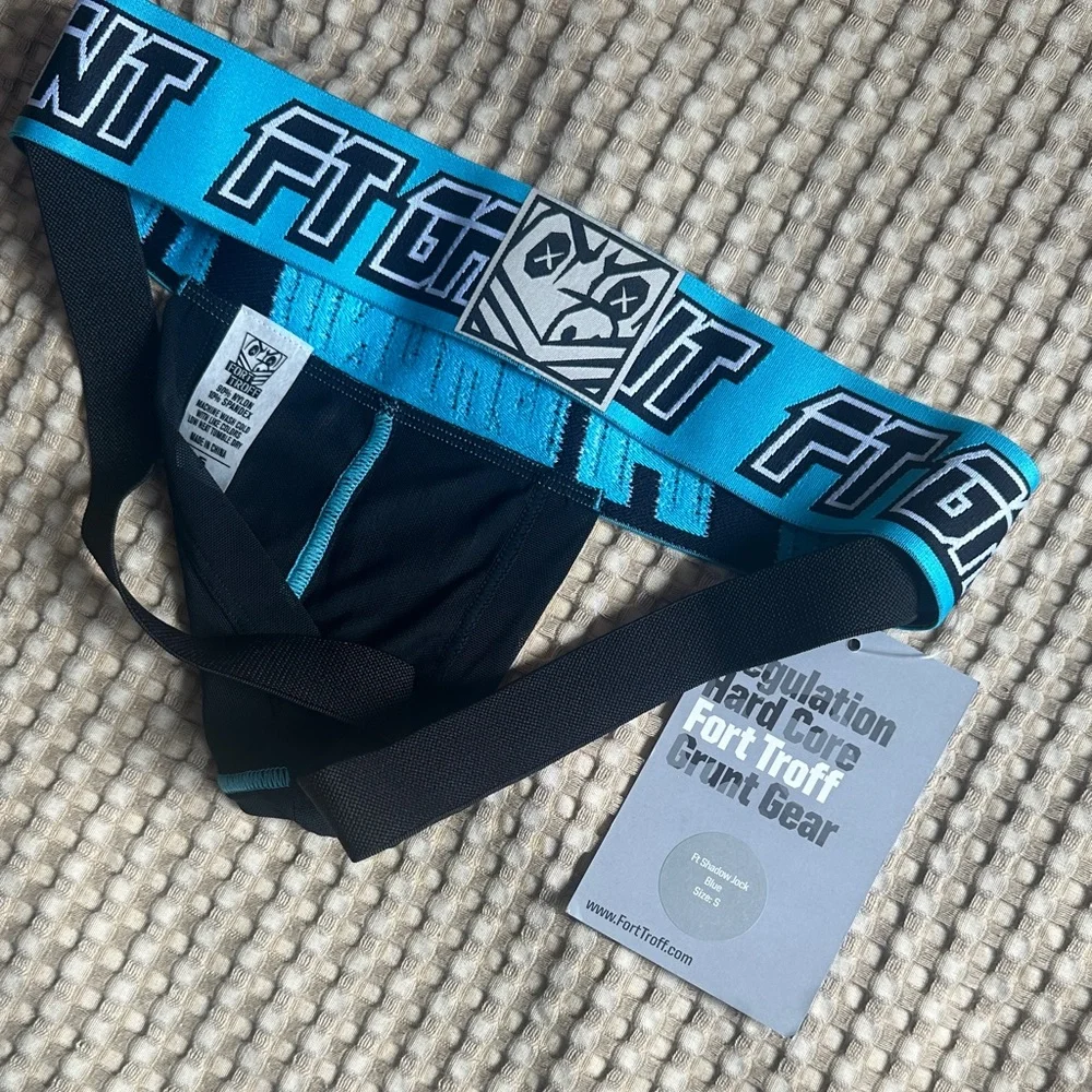 Fort Troff Men's Black and Blue Sheer Mesh Shadow Jockstrap